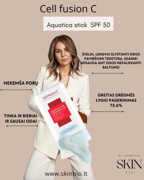 Aquatica Stick Sunscreen 100 SPF50+/PA++++” drėkinanti pieštukinė apsauga nuo saulės