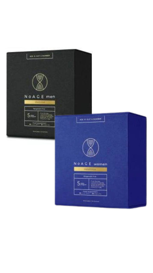 2 Pakuotės Maisto papildo moterims nuo 25 m. NOAGE Women sapphirus ir Vyrams NOAGE MEN nuo 30 m.