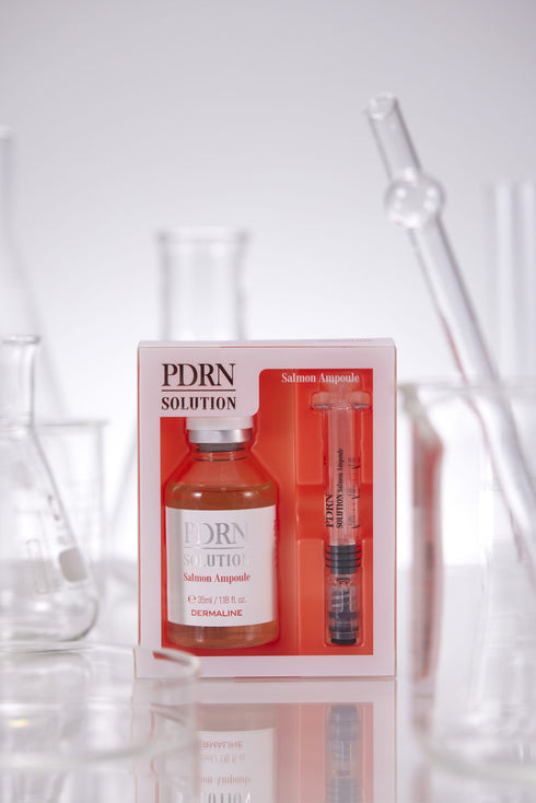 DERMALINE PDRN SOLUTION SALMON AMPOULE Dvigubo Poveikio Regeneruojanti Ir Stangrinanti Ampulė Su PDRN, 30 G