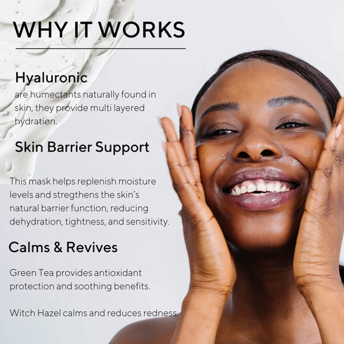SKIN FORMULAS HYDRA SHEET MASK - LAKŠTINĖ DRĖKINANTI VEIDO KAUKĖ SU 8 HIALURONO RŪGŠTIES FORMOMIS IR NMF KOMPLEKSU